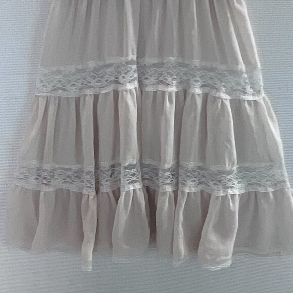 Ivory‎ Sleeveless Babydoll Top Lace Trim Semi Sheer Tiered Ruffle Blouse Sz S/M - Picture 4 of 14